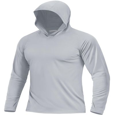 Boladeci Fishing Shirts for Men Sun Hoodie UPF 50+ Long Sleeve Swim Shirt Sun Protection UV Lightweight Hoodies Water SPF Rash Guard Gray S