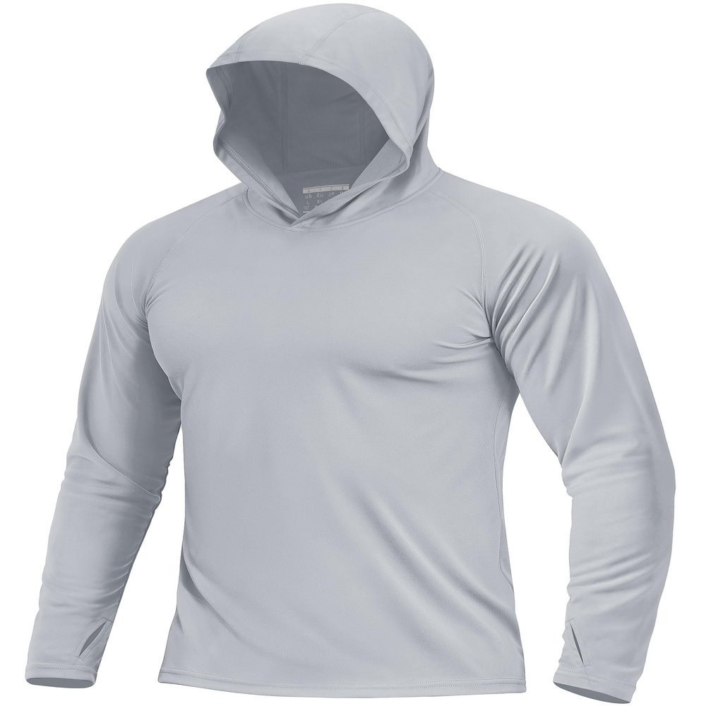 Boladeci Fishing Shirts for Men Sun Hoodie UPF 50+ Long Sleeve Swim Shirt Sun Protection UV Lightweight Hoodies Water SPF Rash Guard Gray S