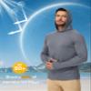 Boladeci Sun Fishing Hoodies for Men UPF 50+ Long Sleeve Shirts UV Protection Clothing Swim Shirts Summer Rash Guard Dark Gray L view 3
