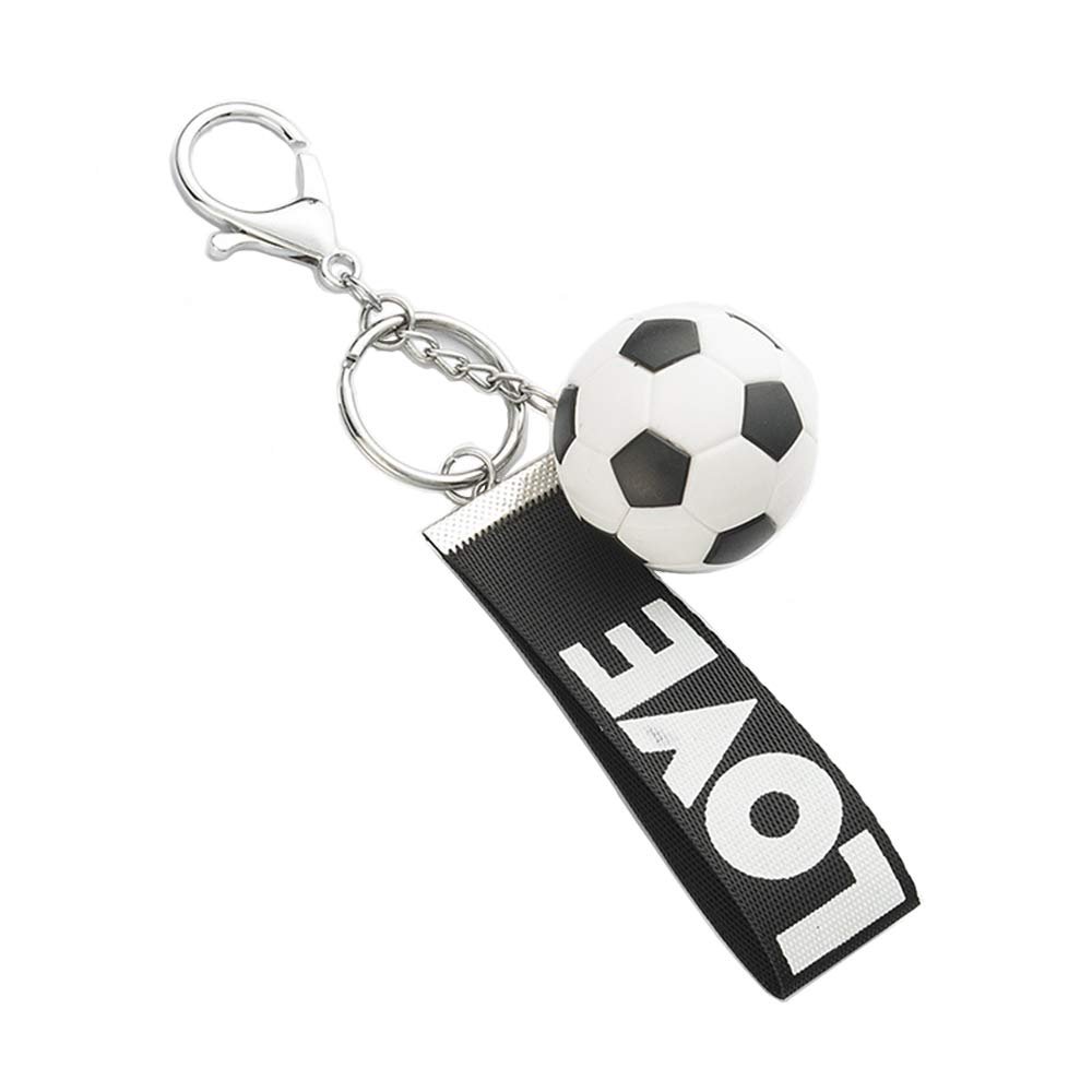 Keele football keychain for boys team sport for kids soccer key ring for men (Black)
