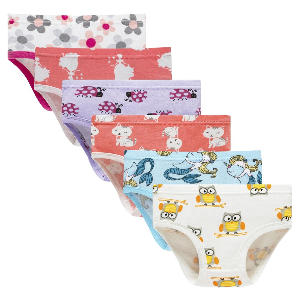 Cadidi Dinos Girls' Underware Cotton Panties Little Girls Soft Underwears Girl Briefs (Pack of 6) Size 3T 4T