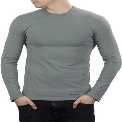 281Z Mens Military Stretch Cotton Long Sleeve T-Shirt - Tactical Hiking Outdoor Undershirt - Punisher Combat Line (Foliage Green, Medium)