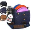 Disc Living Disc Golf Bag | Frisbee Golf Bag | Easy to Carry | Lightweight Fits Up to 10 Discs | 16 oz Waxed Canvas Leather Design | Belt Loop | Double Button Design | Bottle Holder (Blue) view 1
