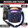 Disc Living Disc Golf Bag | Frisbee Golf Bag | Easy to Carry | Lightweight Fits Up to 10 Discs | 16 oz Waxed Canvas Leather Design | Belt Loop | Double Button Design | Bottle Holder (Blue) view 2