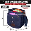Disc Living Disc Golf Bag | Frisbee Golf Bag | Easy to Carry | Lightweight Fits Up to 10 Discs | 16 oz Waxed Canvas Leather Design | Belt Loop | Double Button Design | Bottle Holder (Blue) view 3