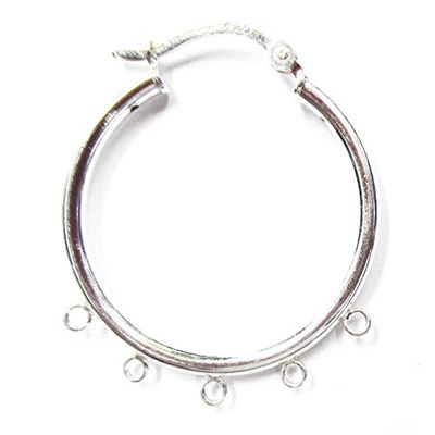 25mm 925 Sterling Silver 5 Ring Hinged Hoop Earrings Findings Multi Strand