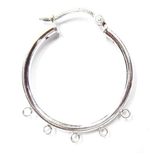 25mm 925 Sterling Silver 5 Ring Hinged Hoop Earrings Findings Multi Strand