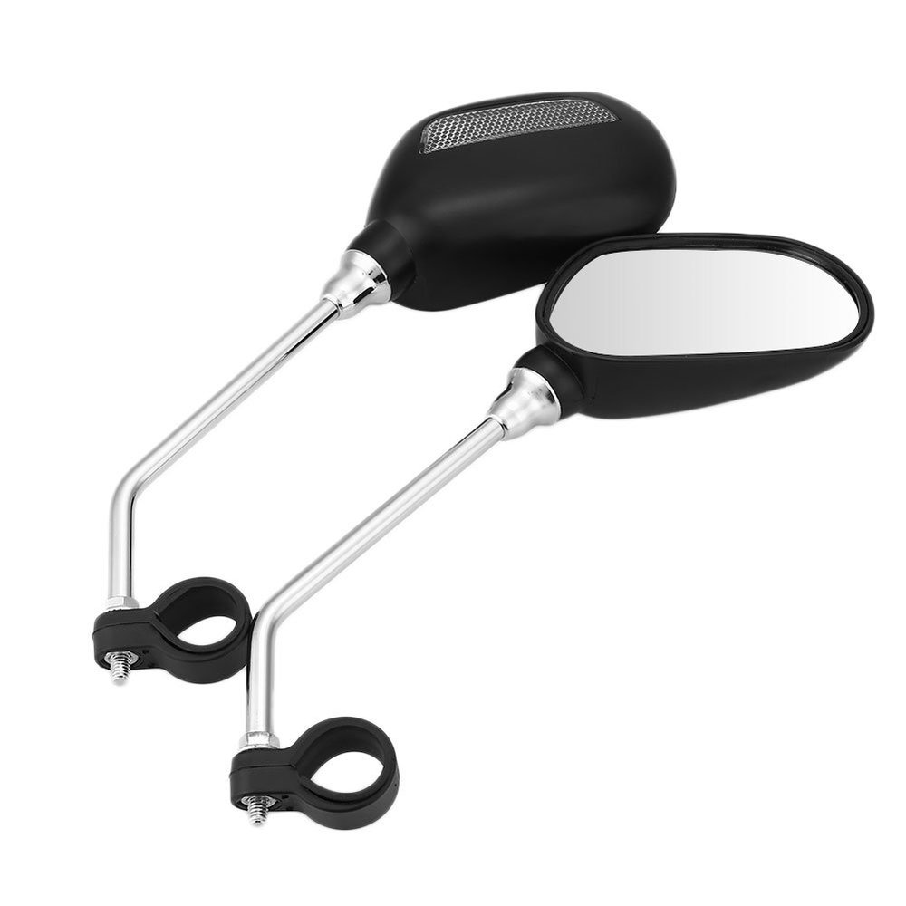 Bike Handlebar Rearview Mirror 2 Pack - Rotatable and Adjustable Wide Angle HD Safe Glass Rear View Shockproof Side Flat Mirror Universal For Bike Bicycle E-bike (BM046)