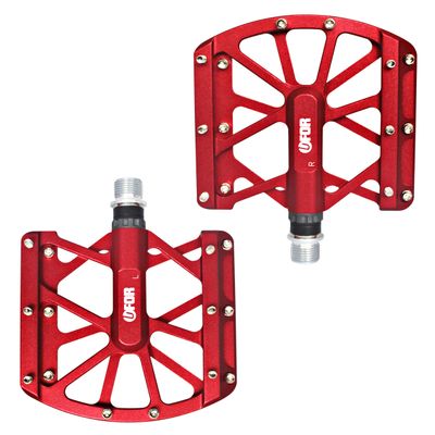 UFOR Mountain Bike Pedals, Aluminum Alloy Platform MTB Pedals, Short Axle_Red