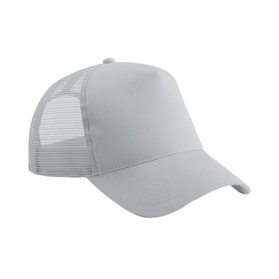 Beechfield Snapback Trucker Cap - Retro Style Unisex Mesh Summer Baseball hat - Light Grey/Light Grey