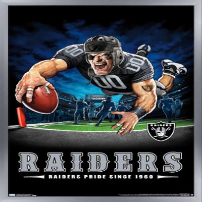 Trends International NFL Las Vegas Raiders  End Zone 20 Wall Poster, 22.375" x 34", Silver Framed Version