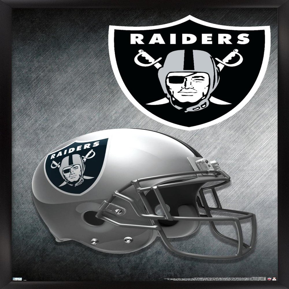 Trends International NFL Las Vegas Raiders  Helmet 20 Wall Poster, 14.725" x 22.375", Black Framed Version