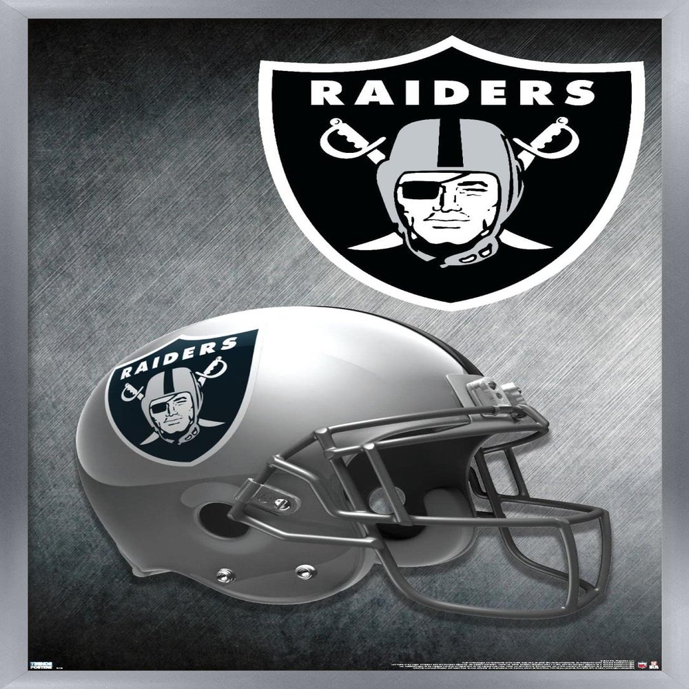 Trends International NFL Las Vegas Raiders Helmet 20 Wall Poster, 14.725" x 22.375", Silver Framed Version