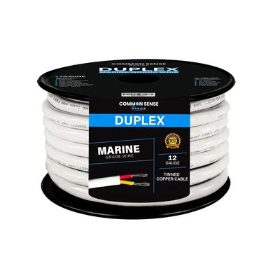 12 Gauge 2 Conductor Marine Wire - 30 ft Duplex Round Marine Grade Wire Tinned Copper Oxygen-Free Insulated - 12/2 AWG UL 1426 Standard PVC Wire for Boat, Automotive, Speakers, Camper & Trailers