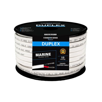 12 Gauge 2 Conductor Marine Wire - 30 ft Duplex Flat Marine Grade Wire Tinned Copper Oxygen-Free Insulated - 12/2 AWG UL 1426 Standard PVC Wire for Boat, Automotive, Speakers, Camper & Trailers