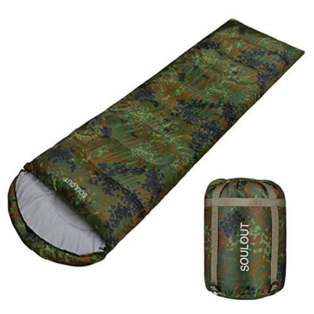 3-4 Season Sleeping Bag for Adults & Kids, Lightweight Warm Cold Weather Camping Bag with Waterproof Compression Sack  Portable for Hiking, Backpacking, Traveling & Outdoor Adventures (Camouflage)