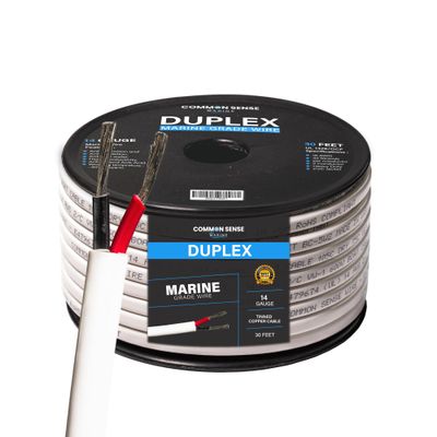 14 Gauge 2 Conductor Marine Wire - 30 ft Duplex Flat Marine Grade Wire Tinned Copper Oxygen-Free Insulated - 14/2 AWG UL 1426 Standard PVC Wire for Boat, Automotive, Speakers, Camper & Trailers