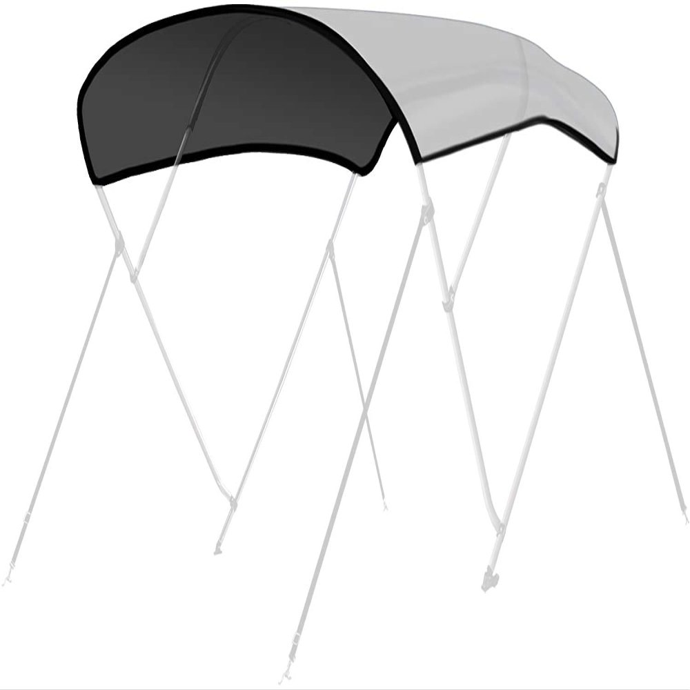 Leader Accessories 3 Bow and 4 Bow 600D Polyester Bimini Canvas Replacement Without Poles (Light Grey, Fits 3 Bow 6'L x 46" H x 85"-90" W)