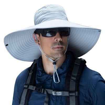 6" Wide Brim Sun Protection Hat Outdoor Unisex Bucket Hats for Hiking Beach Fishing Safari Garden Lawn Yard Work Kayaking B3-LightGray