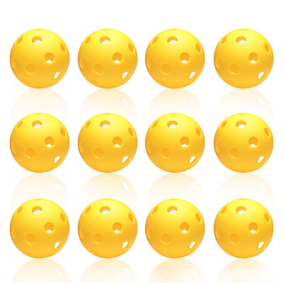 Anteer 12 Pack Plastic Baseball Practice Baseballs for Hitting, Indoor Outdoor Lightweight Balls Baseball Batting Training(Yellow)
