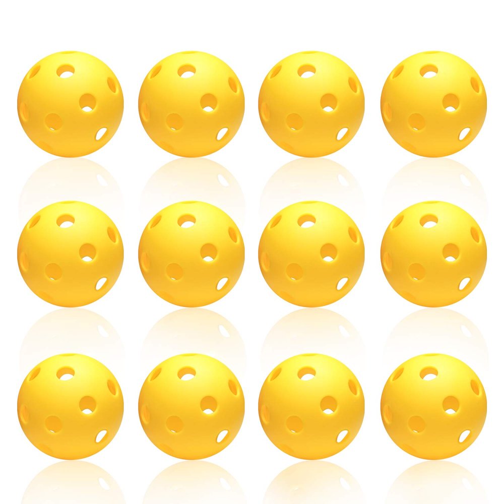 Anteer 12 Pack Plastic Baseball Practice Baseballs for Hitting, Indoor Outdoor Lightweight Balls Baseball Batting Training(Yellow)