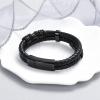 constantlife Cremation Bracelet for Ashes for Women Men Memorial Urn Jewelry Stainless Steel Braided Leather Wristband Cuff Bangle Keepsake (B-Black-22cm) view 3
