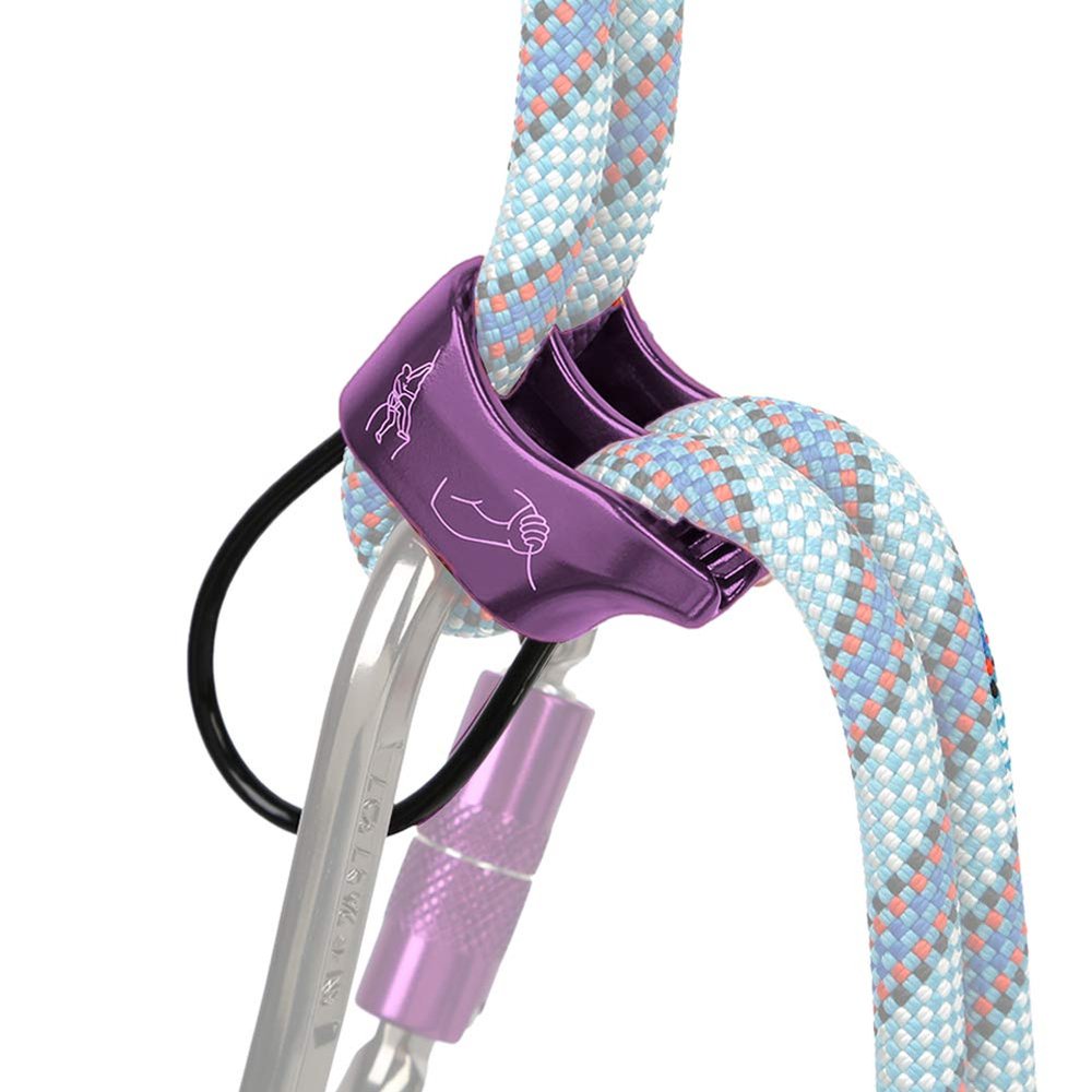 AOKWIT Professional 25KN Rappel ATC Belay Device Aluminum V-grooved Rock Climbing Belay Device Rappelling Descender Safety Equipment (Purple)