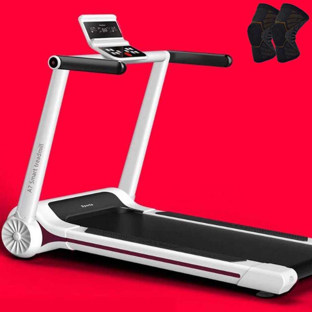 MG REAL Mini Noise Reduction Motorised Treadmill Foldable Portable Electric Running Machine Walking Equipment with Pulley for Home Gym,XL Size Knee Pads