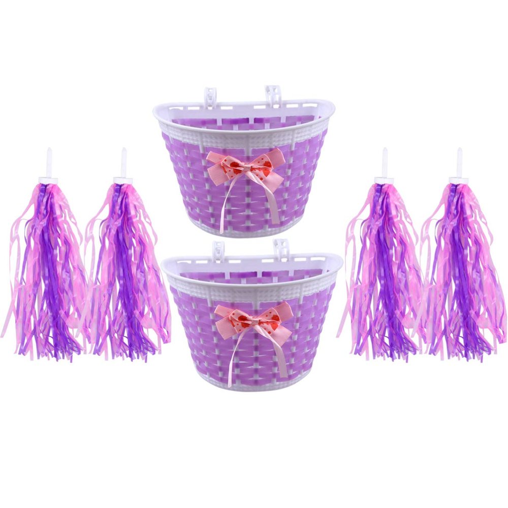 BESPORTBLE 4pcs Bike Handlebar Streamers for Boy Girl Decorative Supplies with Basket Fun Accessories for Boy Girl Adds Color and Style While Riding