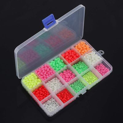 OriGlam 1500pcs Fishing Beads Assorted, Luminous Glow Beads Kit, Plastic Oval Bead Tackle, Luminous Fishing Bead Rigging Lures
