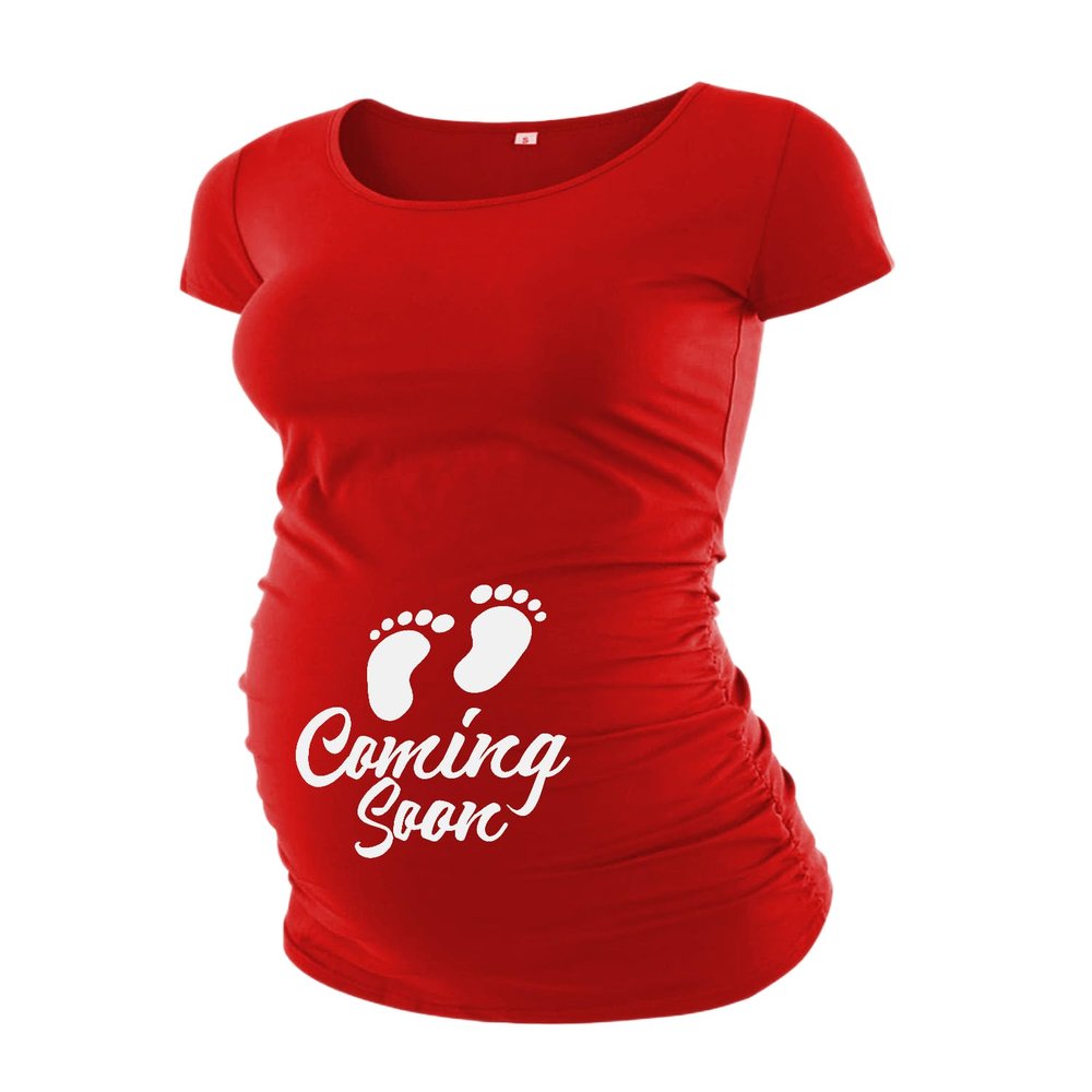 Decrum Pregnancy Tops for Women - Womens Maternity Shirts for Expected Mom [40022025-AK] | Red, XL