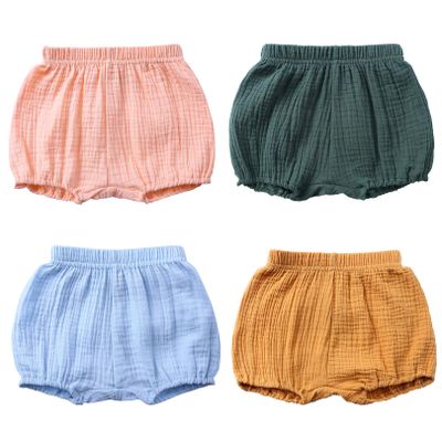 4 Pieces Summer Shorts Set Newborn Baby Girls Boys Pants Cotton Linen Blend Cute Floral Bloomers Triangle Shorts