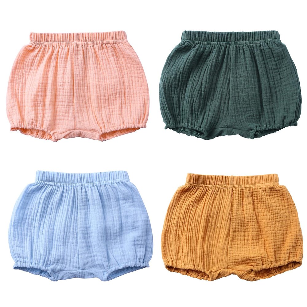 4 Pieces Summer Shorts Set Newborn Baby Girls Boys Pants Cotton Linen Blend Cute Floral Bloomers Triangle Shorts