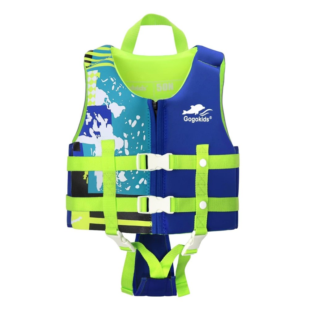 Gogokids Toddler Swim Vest, Premium Kids Swimming Jacket for 30-40-50-60-70 Lbs Girls and Boys, Floaties Vest Swimming Aid with Dual Adjustable Safety Strap for 2-9 Years in Pool/Puddle/Beach