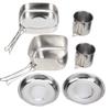 Stainless Steel Camping Cookware,6Pcs/Set Outdoor Cam Cookware Utensils Family Cook Set Outdoor Cooking Equipment Portable Frying Pan Cups Pot Tableware for Picnic Cam Backpacking(Silver) view 1