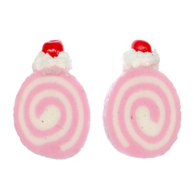 Biscuit Role Earrings Ear Studs Earstuds Miniblings Cakes Mini Pin Pink