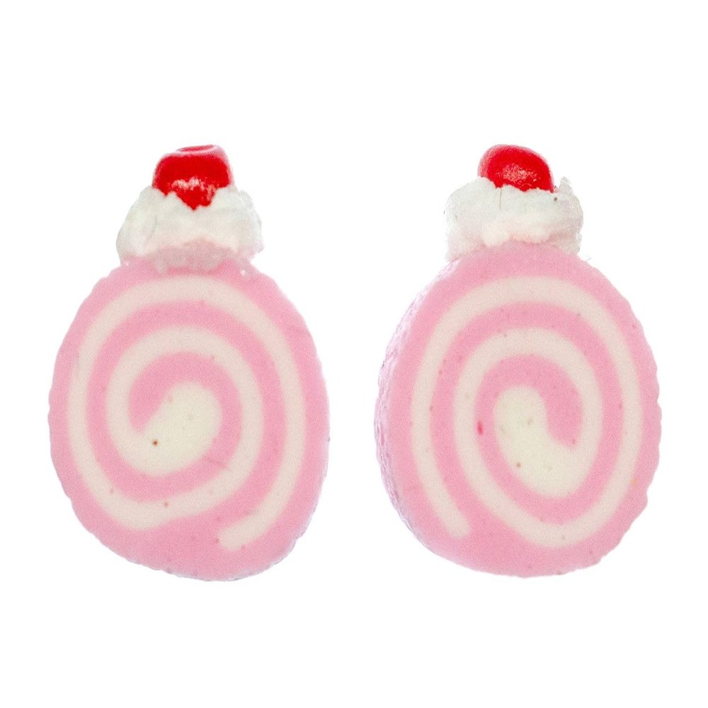 Biscuit Role Earrings Ear Studs Earstuds Miniblings Cakes Mini Pin Pink