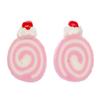 Biscuit Role Earrings Ear Studs Earstuds Miniblings Cakes Mini Pin Pink view 1
