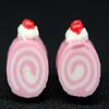 Biscuit Role Earrings Ear Studs Earstuds Miniblings Cakes Mini Pin Pink view 3