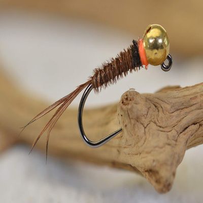 Region Fishing Tungsten Bead Hot Spot Pheasant Tail Jig Fly - Euro Nymph - Hanak Hooks (6ct Hook #18)