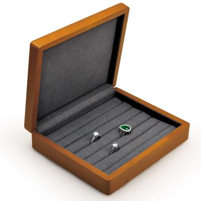 Oirlv Solid Wood Ring Jewelry Box Organizer Earrings Jewelry Drawer Organizer Tray with Lid (Grey)