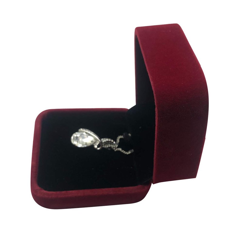 KINGWEDDING Velvet Flocked Earring Gift Boxes Pendant Jewelry Box,Durable Hinges Necklaces Boxes, Xmas Gifts (Red)