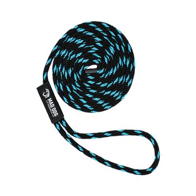 Solid Braid Nylon Dock Line - Black/Aqua, 1/2" x 20'