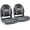NORTHCAPTAIN Deluxe A Pair of Marine High Back Folding Fishing Boat Seat,Stainless Steel Screws Included,Charcoal/Black(2 Seats) view 1