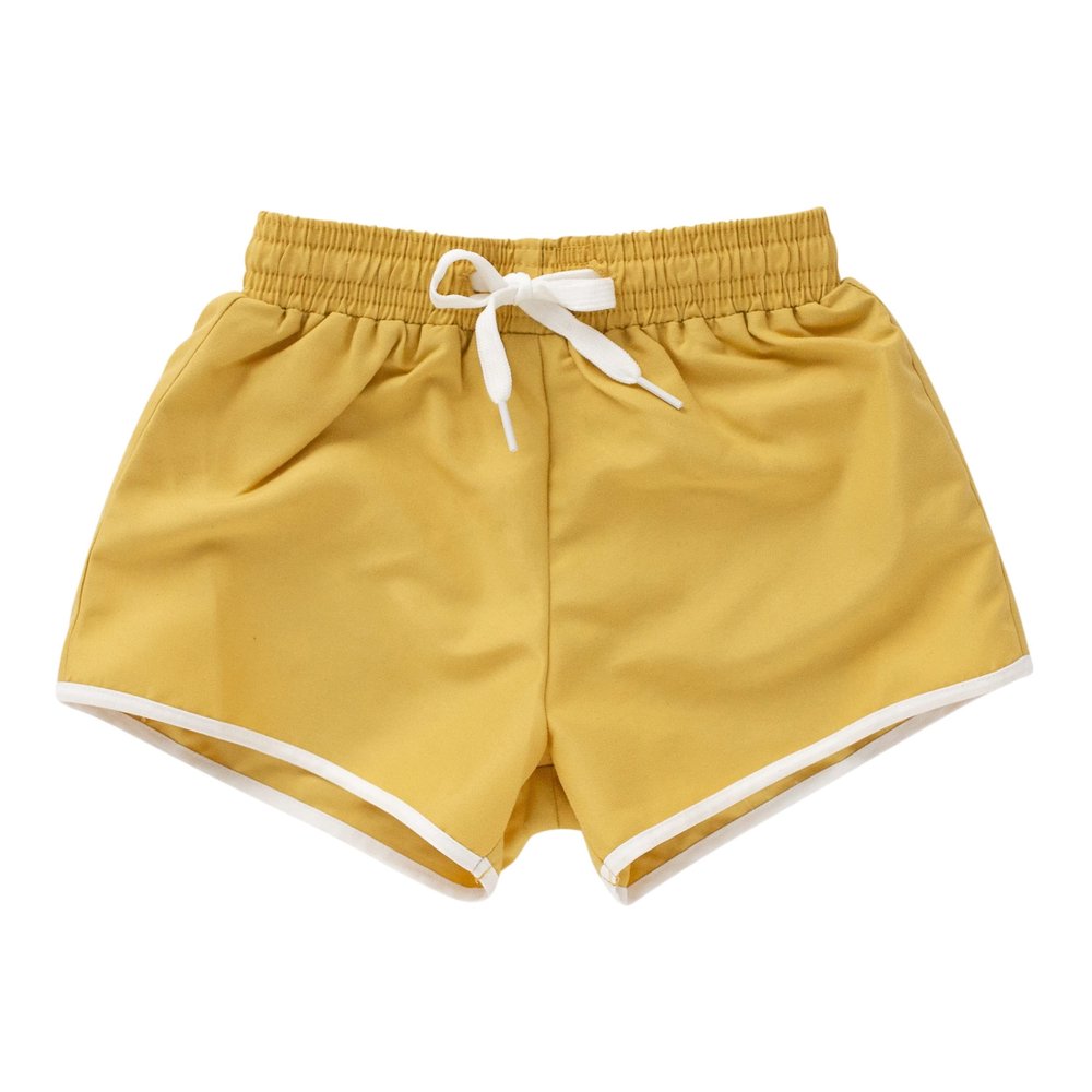 Sisterly Market - Toddler Swim Shorts, Kids/Baby Swimsuit Swimsuit with Stretchy Spandex Liner and Breathable Outer Microfiber Fabric, Ages 3 to 4 Years, Yellow