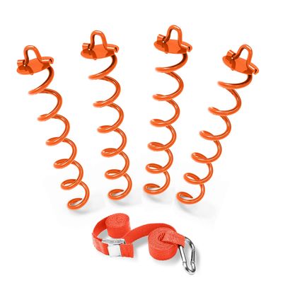 ABCCANOPY 16" Spiral Ground Anchor with Straps for Anchor Swings Set Down, Tent (Orange)