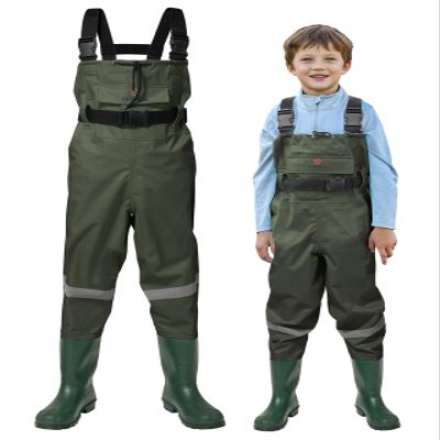HISEA Kids Chest Waders Nylon/PVC Youth Fishing Waders for Toddler & Children Waterproof Hunting Waders with Boots & Reflect Safety Band