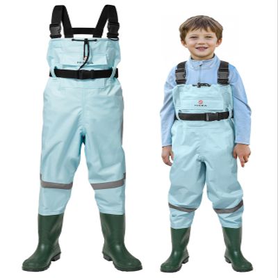 HISEA Kids Chest Waders Nylon/PVC Youth Fishing Waders for Toddler & Children Waterproof Hunting Waders with Boots & Reflect Safety Band