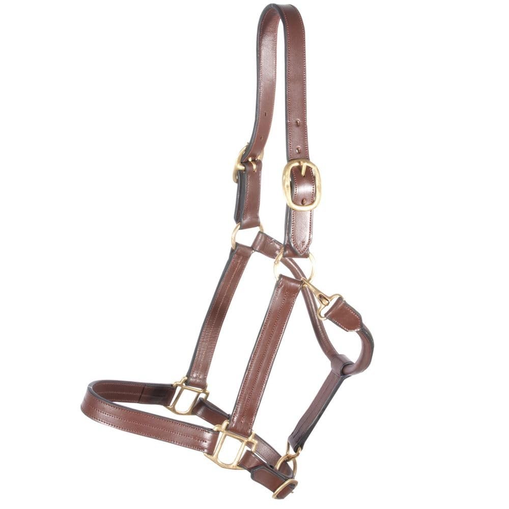 Dura-Tech Premier Belmont Leather Halter for Horses | Triple-Stitched Buffalo Leather | Adjustable Fit with Throat Snap | Durable for Turnout or Stable Use | Size Thoroughbred