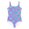 Mermaid Print Kids Swimsuit, Size 6 Blue, Purple view 1